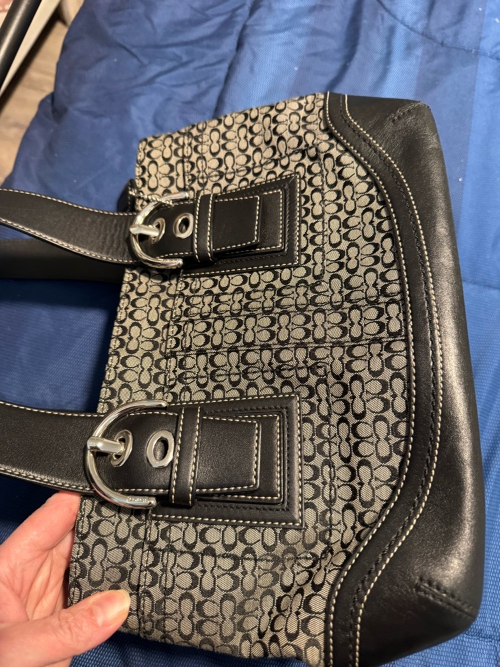 Coach Black and Gray Signature Jacquard Tote - Picture 6 of 10